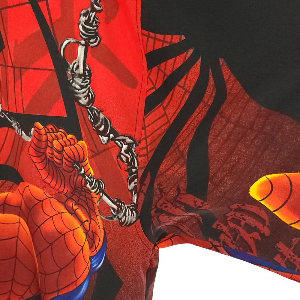 Vintage Spiderman Shirt Men's Large Black Red Button Front Changes Marvel 00s - Picture 8 of 9